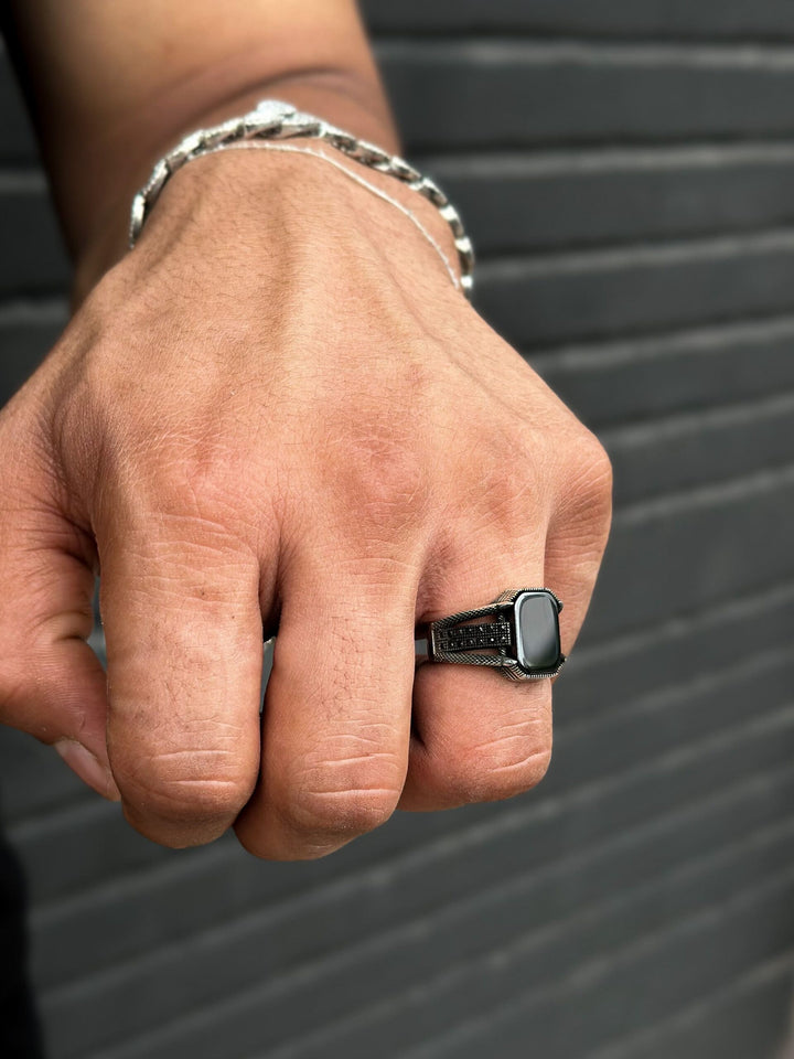 Black octagon ring