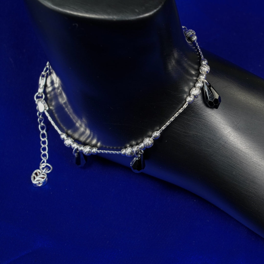 Black drop stones anklet