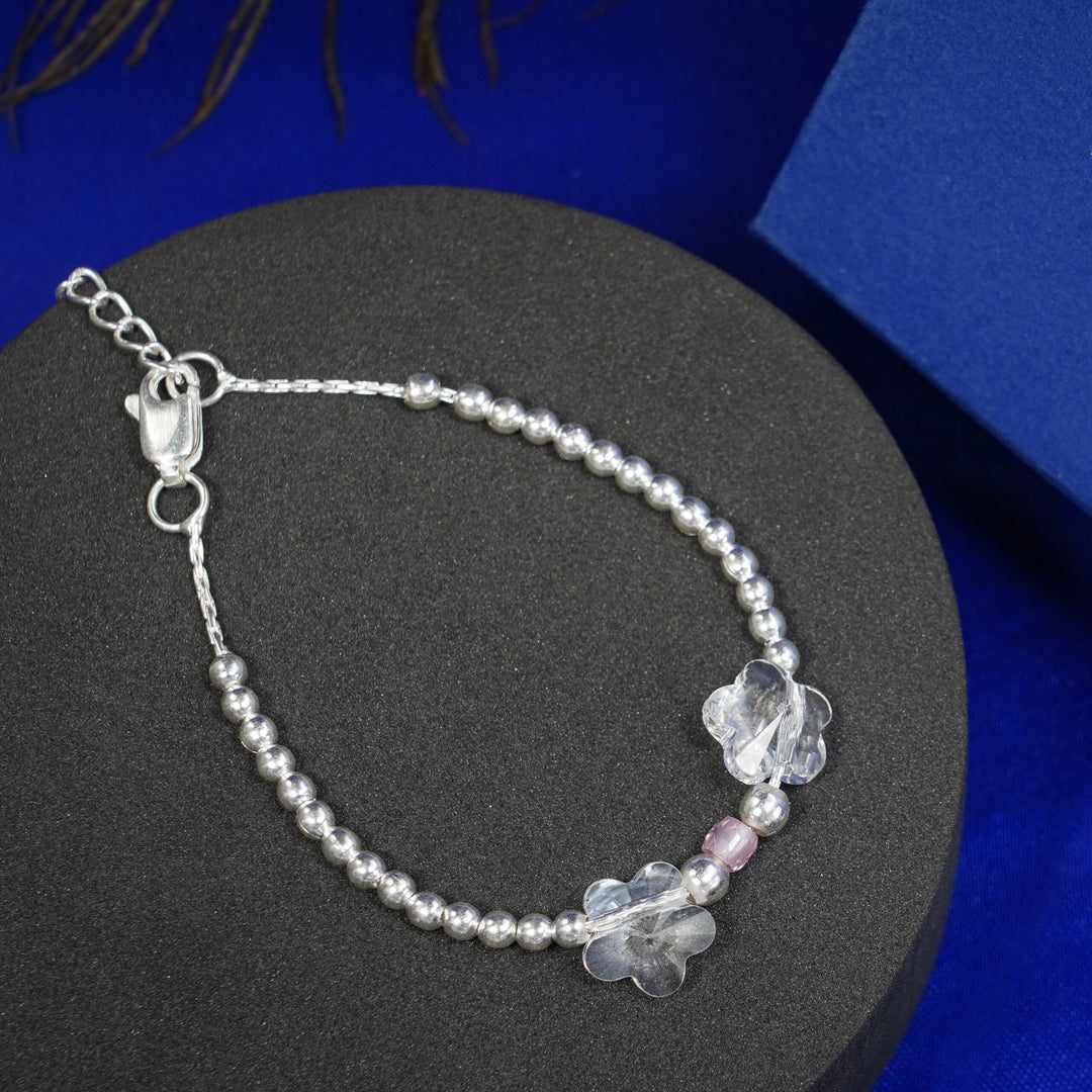 White flower swarovski silver bracelet