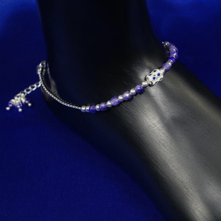 Micro casting anklet with purple CZ beads